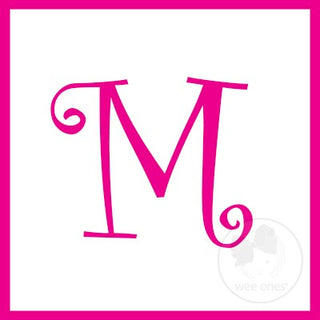 Medium White w/Shocking Pink Initial Hair Bow on Clippie, Wee Ones, Alligator Clip, Alligator Clip Hair Bow, cf-type-hair-bow, cf-vendor-wee-ones, Clippie, CM22, Grosgrain, Hair Bow, Initial,