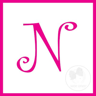 Medium White w/Shocking Pink Initial Hair Bow on Clippie, Wee Ones, Alligator Clip, Alligator Clip Hair Bow, cf-type-hair-bow, cf-vendor-wee-ones, Clippie, CM22, Grosgrain, Hair Bow, Initial,