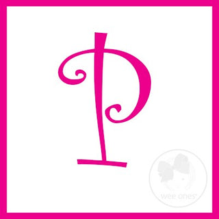 Medium White w/Shocking Pink Initial Hair Bow on Clippie, Wee Ones, Alligator Clip, Alligator Clip Hair Bow, cf-type-hair-bow, cf-vendor-wee-ones, Clippie, CM22, Grosgrain, Hair Bow, Initial,
