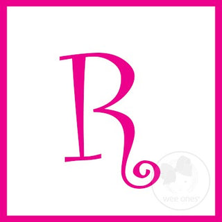 Medium White w/Shocking Pink Initial Hair Bow on Clippie, Wee Ones, Alligator Clip, Alligator Clip Hair Bow, cf-type-hair-bow, cf-vendor-wee-ones, Clippie, CM22, Grosgrain, Hair Bow, Initial,