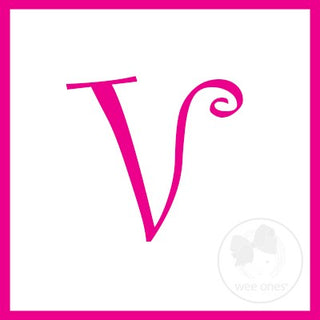 Medium White w/Shocking Pink Initial Hair Bow on Clippie, Wee Ones, Alligator Clip, Alligator Clip Hair Bow, cf-type-hair-bow, cf-vendor-wee-ones, Clippie, CM22, Grosgrain, Hair Bow, Initial,