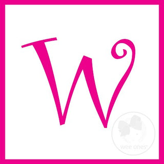 Medium White w/Shocking Pink Initial Hair Bow on Clippie, Wee Ones, Alligator Clip, Alligator Clip Hair Bow, cf-type-hair-bow, cf-vendor-wee-ones, Clippie, CM22, Grosgrain, Hair Bow, Initial,