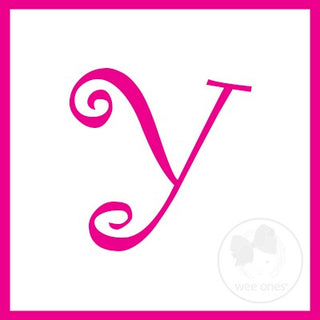 Medium White w/Shocking Pink Initial Hair Bow on Clippie, Wee Ones, Alligator Clip, Alligator Clip Hair Bow, cf-type-hair-bow, cf-vendor-wee-ones, Clippie, CM22, Grosgrain, Hair Bow, Initial,