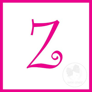 Medium White w/Shocking Pink Initial Hair Bow on Clippie, Wee Ones, Alligator Clip, Alligator Clip Hair Bow, cf-type-hair-bow, cf-vendor-wee-ones, Clippie, CM22, Grosgrain, Hair Bow, Initial,