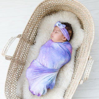 Little Sleepies Purple Watercolor Bamboo Swaddle & Headband Set, Little Sleepies, CM22, Little Sleepies, Little Sleepies Bamboo, Little Sleepies Bamboo Swaddle & Headband Set, Little Sleepies