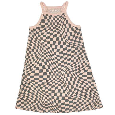 Tiny Whales Wavy Faded Pink / Faded Black Cami Dress, Tiny Whales, cf-size-10y, cf-size-12-14y, cf-type-dress, cf-vendor-tiny-whales, Dress for Girls, Dresses, Dresses for Girls, Little Girls