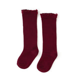 Little Stocking Co Lace Top Knee High Socks - Wine, Little Stocking Co, cf-size-1-5-3y, cf-size-4-6y, cf-size-7-10y, cf-type-knee-high-socks, cf-vendor-little-stocking-co, Fall 2021, Little S
