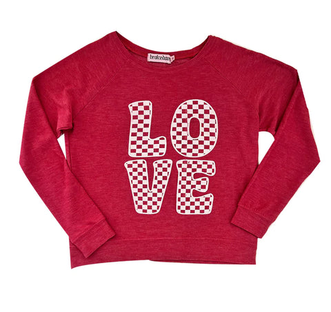 Brokedown Clothing Women's Love Checkered Sweatshirt, Brokedown Clothing, Brokedown Clothing, Brokedown Clothing Heart Sweatshirt, Brokedown Clothing Mommy & Me, Brokedown Clothing Valentines