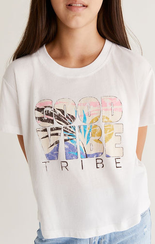 Z Supply Girls Good Vibe Tribe Tee - White, Z Supply, JAN23, Top, Tween Girl, tween girls, Tween Girls Clothing, Z Supply, Z Supply Girls, Z Supply Girls Good Vibe Tribe Tee, Z Supply Girls T