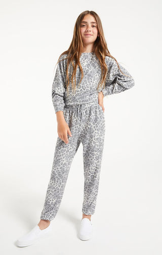 Z Supply Girls Carson Leopard LS Top - Heather Grey, Z Supply, CM22, Heather Grey, JAN23, Top, Tween Girl, tween girls, Tween Girls Clothing, Z Supply, Z Supply Girls, Z Supply Girls Carson L