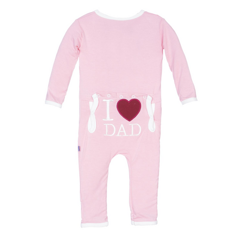 KicKee Pants Applique Coverall with Zipper - Lotus I Love Dad, KicKee Pants, Applique Coverall, CM22, Coverall, Father's Day, I Love Dad, KicKee, KicKee Pants, KicKee Pants Applique Coverall 