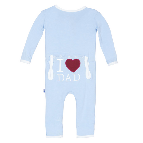 KicKee Pants Applique Coverall with Zipper - Pond I Love Dad, KicKee Pants, Applique Coverall, CM22, Coverall, Father's Day, I Love Dad, KicKee, KicKee Pants, KicKee Pants Applique Coverall w