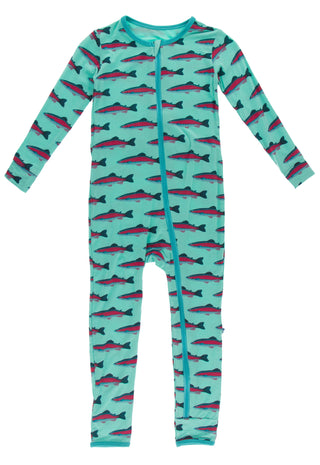 KicKee Pants Glass Rainbow Trout Coverall with Zipper, KicKee Pants, Coverall, Coverall with Zipper, Coveralls, Fitted Coverall, KciKee Coverall, KicKee, KicKee Coverall, KicKee Pants, KicKee