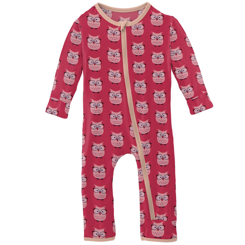 KicKee Pants Taffy Wise Owls Coverall with Zipper, KicKee Pants, cf-size-12-18-months, cf-size-18-24-months, cf-type-coverall, cf-vendor-kickee-pants, CM22, Coverall, Coverall with Zipper, Co