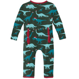 KicKee Pants Santa Dinos Coverall with Zipper, KicKee Pants, All Things Holiday, CM22, Coverall, Jolly Holiday Sale, KicKee, KicKee Pants, KicKee Pants Winter Celebrations 2021, Santa Dinos, 