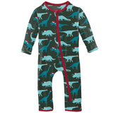 KicKee Pants Santa Dinos Coverall with Zipper, KicKee Pants, All Things Holiday, CM22, Coverall, Jolly Holiday Sale, KicKee, KicKee Pants, KicKee Pants Winter Celebrations 2021, Santa Dinos, 