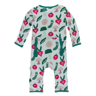 KicKee Pants Illusion Blue Happy Veggies Coverall with Zipper, KicKee Pants, CM22, Coverall, Coverall with Zipper, Illusion Blue Happy Veggies, KicKee, KicKee Pants, KicKee Pants Coverall wit