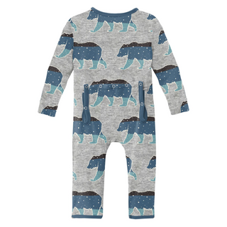 KicKee Pants Heather Mist Night Sky Bear Coverall with Zipper, KicKee Pants, CM22, Coverall, Coverall with Zipper, Fresh Air Bison, KicKee, KicKee Coverall, KicKee Pants, KicKee Pants Coveral