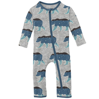 KicKee Pants Heather Mist Night Sky Bear Coverall with Zipper, KicKee Pants, CM22, Coverall, Coverall with Zipper, Fresh Air Bison, KicKee, KicKee Coverall, KicKee Pants, KicKee Pants Coveral