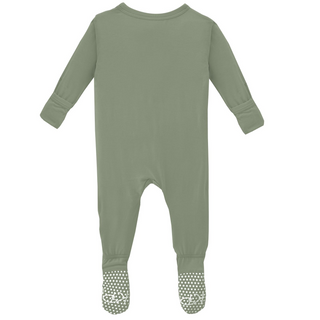 KicKee Pants Solid Silver Sage Footie with Zipper, KicKee Pants, CM22, Footie, Footie with Zipper, KicKee, KicKee Footie, KicKee Footie with Zipper, KicKee Pants, KicKee Pants First Day of Sc