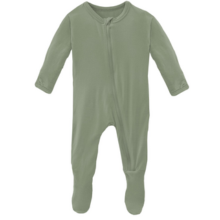 KicKee Pants Solid Silver Sage Footie with Zipper, KicKee Pants, CM22, Footie, Footie with Zipper, KicKee, KicKee Footie, KicKee Footie with Zipper, KicKee Pants, KicKee Pants First Day of Sc