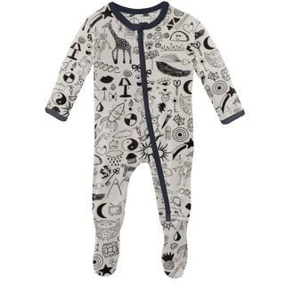 KicKee Pants Doodles Footie with Zipper, KicKee Pants, CM22, Footie, Footie with Zipper, KicKee, KicKee Footie, KicKee Footie with Zipper, KicKee Pants, KicKee Pants Doodles, KicKee Pants Doo