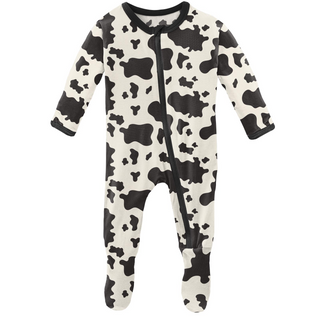 KicKee Pants Cow Print Footie with Zipper, KicKee Pants, CM22, Footie, Footie with Zipper, KicKee, KicKee Footie, KicKee Footie with Zipper, KicKee Pants, KicKee Pants County Fair, KicKee Pan