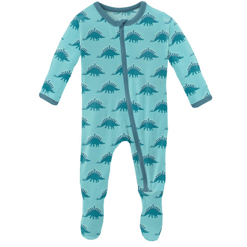 KicKee Pants Iceberg Menorahsaurus Footie with Zipper, KicKee Pants, All Things Holiday, CM22, Iceberg Menorahsaurus, Jolly Holiday Sale, KicKee, KicKee Pants, KicKee Pants Footie, KicKee Pan