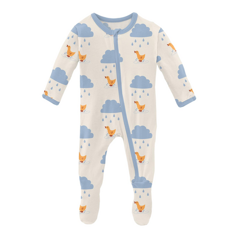 KicKee Pants Natural Puddle Duck Footie with Zipper, KicKee Pants, CM22, Footie, Footie with Zipper, KicKee, KicKee Footie, KicKee Footie with Zipper, KicKee Pants, KicKee Pants Footie, KicKe