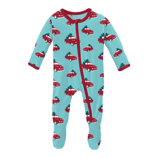 KicKee Pants Iceberg Trucks and Trees Footie with Zipper, KicKee Pants, All Things Holiday, Christmas, Christmas Footie, Christmas Pajama, Christmas Pajamas, Iceberg Trucks & tress, Iceberg T