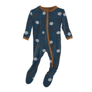 KicKee Pants Deep Sea Baseball Footie with Zipper, KicKee Pants, CM22, Footie, Footie with Zipper, KicKee, KicKee Footie, KicKee Footie with Zipper, KicKee Pants, KicKee Pants Deep Sea Baseba