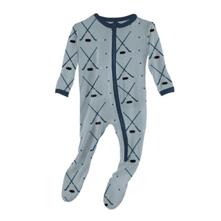 KicKee Pants Pearl Blue Hockey Footie with Zipper, KicKee Pants, CM22, Footie, Footie with Zipper, KicKee, KicKee Footie, KicKee Footie with Zipper, KicKee Pants, KicKee Pants Footie, KicKee 