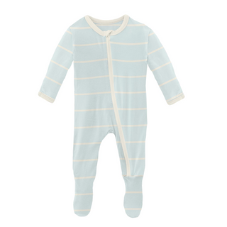 KicKee Pants Fresh Air Road Trip Stripe Footie with Zipper, KicKee Pants, CM22, Footie, Footie with Zipper, Fresh Air Road Trip Stripe, KicKee, KicKee Footie, KicKee Footie with Zipper, KicKe