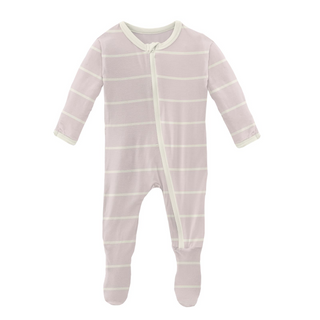KicKee Pants Macaroon Road Trip Stripe Footie with Zipper, KicKee Pants, cf-size-6-9-months, cf-type-footie, cf-vendor-kickee-pants, CM22, Footie, Footie with Zipper, KicKee, KicKee Footie, K