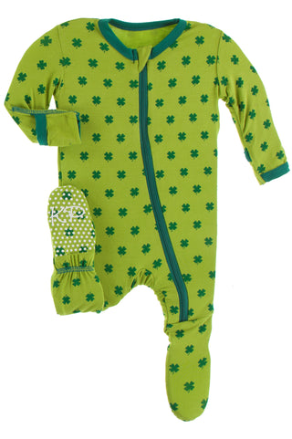KicKee Pants Meadow Clover Footie with Zipper, KicKee Pants, KicKee, KicKEe Pant Meadow Clover, KicKee Pants, KicKee Pants Everyday Celebrations, KicKee Pants Fish and Wildife, KicKee Pants F