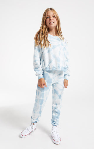 Z Supply Girls Carmen Tie Dye Pullover - Blue Agave, Z Supply, JAN23, Top, Tween Girl, tween girls, Tween Girls Clothing, Z Supply, Z Supply Girls, Z Supply Girls Blue Agave, Z Supply Girls C