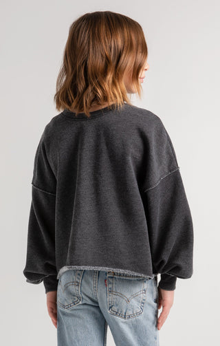 Z Supply Girls Mayori Black Fleece Pullover, Z Supply, cf-size-small-7-8, cf-type-pullover, cf-vendor-z-supply, CM22, JAN23, Top, Tween Girl, tween girls, Tween Girls Clothing, Z Supply, Z Su