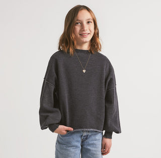 Z Supply Girls Mayori Black Fleece Pullover, Z Supply, cf-size-small-7-8, cf-type-pullover, cf-vendor-z-supply, CM22, JAN23, Top, Tween Girl, tween girls, Tween Girls Clothing, Z Supply, Z Su