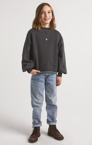 Z Supply Girls Mayori Black Fleece Pullover, Z Supply, cf-size-small-7-8, cf-type-pullover, cf-vendor-z-supply, CM22, JAN23, Top, Tween Girl, tween girls, Tween Girls Clothing, Z Supply, Z Su