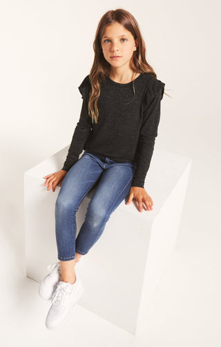 Z Supply Girls Luna Sparkle Tee - Black, Z Supply, cf-size-large-12-14, cf-size-small-7-8, cf-type-tee, cf-vendor-z-supply, JAN23, Top, Tween Girl, tween girls, Tween Girls Clothing, Z Supply