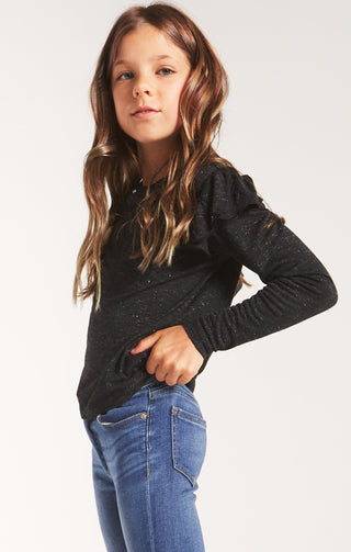Z Supply Girls Luna Sparkle Tee - Black, Z Supply, cf-size-large-12-14, cf-size-small-7-8, cf-type-tee, cf-vendor-z-supply, JAN23, Top, Tween Girl, tween girls, Tween Girls Clothing, Z Supply