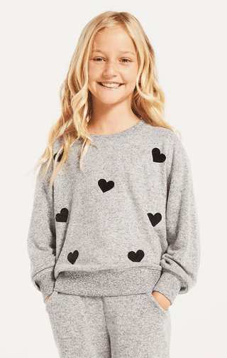 Z Supply Girls Audrey Heart Marbled Long Sleeve, Z Supply, JAN23, Top, Tween Girl, tween girls, Tween Girls Clothing, Z Supply, Z Supply Girls, Z Supply Girls Audrey Heart, Z Supply Girls Aud