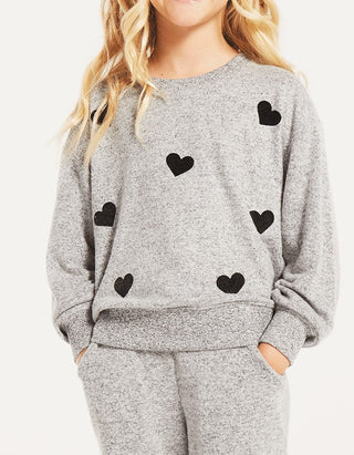 Z Supply Girls Audrey Heart Marbled Long Sleeve, Z Supply, JAN23, Top, Tween Girl, tween girls, Tween Girls Clothing, Z Supply, Z Supply Girls, Z Supply Girls Audrey Heart, Z Supply Girls Aud