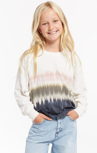 Z Supply Girls Kaiya Stripe Tie Dye L/S, Z Supply, JAN23, Kaiya Stripe Tie Dye Pullover, Top, Tween Girl, tween girls, Tween Girls Clothing, Z Supply, Z Supply Girls, Z Supply Girls Kaiya Str