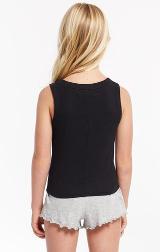 Z Supply Girls Oaklynn Rib Tank - Black, Z Supply, cf-size-large-12-14, cf-type-tee, cf-vendor-z-supply, CM22, JAN23, Top, Tween Girl, tween girls, Tween Girls Clothing, Z Supply, Z Supply Gi