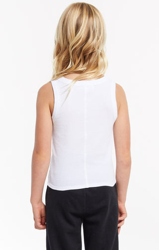 Z Supply Girls Oaklynn Rib Tank - White, Z Supply, cf-size-large-12-14, cf-type-tee, cf-vendor-z-supply, CM22, JAN23, Top, Tween Girl, tween girls, Tween Girls Clothing, Z Supply, Z Supply Gi