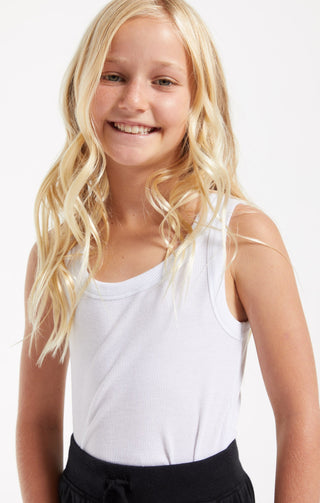 Z Supply Girls Oaklynn Rib Tank - White, Z Supply, cf-size-large-12-14, cf-type-tee, cf-vendor-z-supply, CM22, JAN23, Top, Tween Girl, tween girls, Tween Girls Clothing, Z Supply, Z Supply Gi