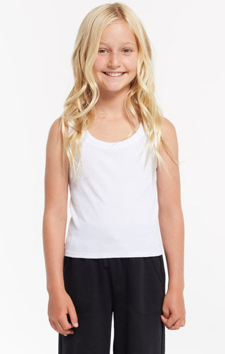 Z Supply Girls Oaklynn Rib Tank - White, Z Supply, cf-size-large-12-14, cf-type-tee, cf-vendor-z-supply, CM22, JAN23, Top, Tween Girl, tween girls, Tween Girls Clothing, Z Supply, Z Supply Gi
