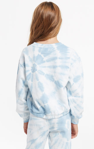 Z Supply Girls Carmen Tie Dye Pullover - Blue Agave, Z Supply, JAN23, Top, Tween Girl, tween girls, Tween Girls Clothing, Z Supply, Z Supply Girls, Z Supply Girls Blue Agave, Z Supply Girls C