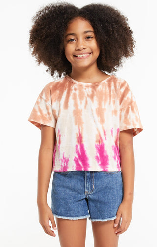 Z Supply Girls Nattie Tie-Dye Tee - Sahara, Z Supply, cf-size-large-12-14, cf-type-tee, cf-vendor-z-supply, CM22, JAN23, Top, Tween Girl, tween girls, Tween Girls Clothing, Z Supply, Z Supply